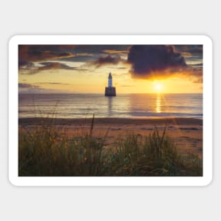 A dramatic sunrise at Rattray Lighthouse Sticker